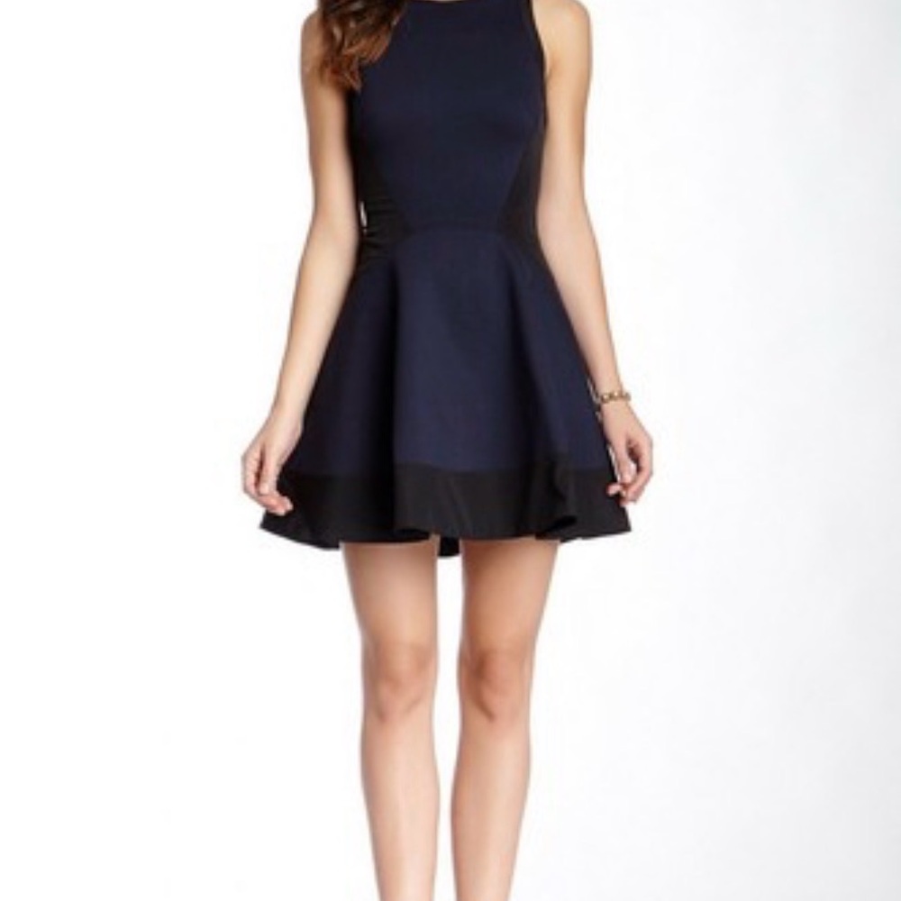 Ted Baker skater flare Dress SIZE 1 Black Fit Flare Midi Sleeveless Stretch NWOT